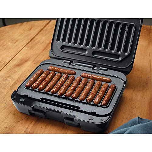 Johnsonville Sizzling Sausage Grill Plus – Sear Sausages and Brats to Perfection – Removable Cooking Plates – Customized Plates Designed For Johnsonville Links or Patties – Dishwasher Safe – Temperature Probe