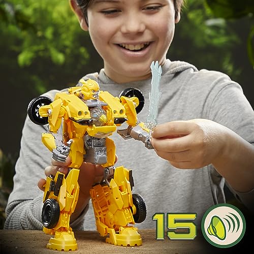 Transformers Toys Rise of the Beasts Film, Beast-Mode Bumblebee Action Figure, Ages 6 and up, 25 cm, Yellow, Brown - Image 4
