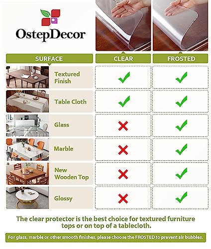 Image of OstepDecor Clear Table Cover Protector 28 x 72 Inch, 1.5mm Thick Plastic Table Cover, Dining Table Protector Pad, Waterproof & Easy Cleaning PVC Desk Mat for Dresser, Coffee & Kitchen Wooden Tabletop
