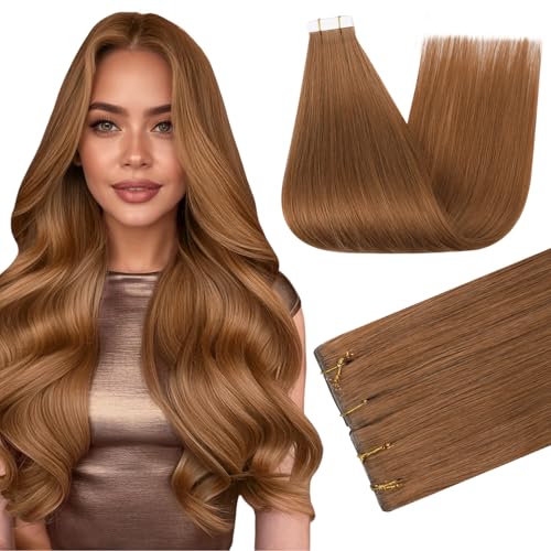 Image of Full Shine Seamless Tape in Hair Extensions Human Hair,330 Ginger,18Inch 50G 20Pcs,Injected Invisible Tape in Extensions for Thin Hair,Natural Volume And Length,Lightweight