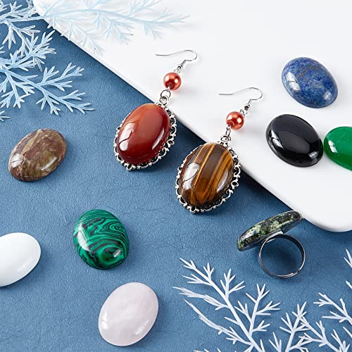 SUPERFINDINGS 10 Styles Oval Natural Gemstone Cabochons 30x22mm Flatback Gemstone Stone Beads Dyed Quartz Chakra Stone for Jewelry Craft Making - Image 2