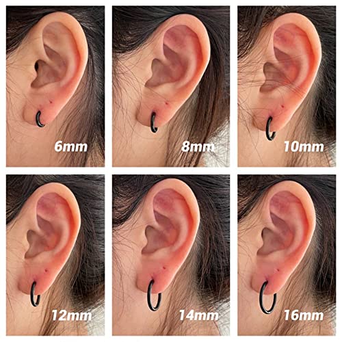 ALEXCRAFT Black Earrings for Men Small Stainless Steel Stud & Huggie & Hoop Earrings set for Men3