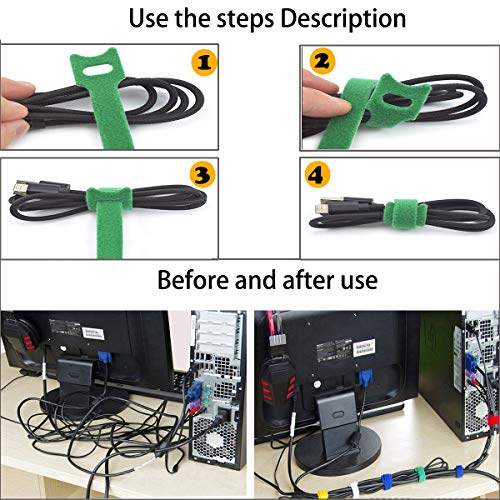 BALABALA 50pcs 6-Inch Multi-Purpose Reusable Hook and Loop Cable Ties Fastening Straps Tie downs - Black
