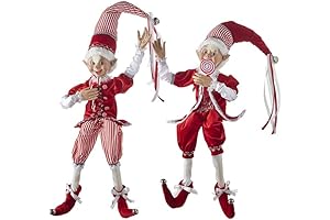 2021 Peppermint Parlor 30-Inch Posable Elf Figurine, Assortment of 2