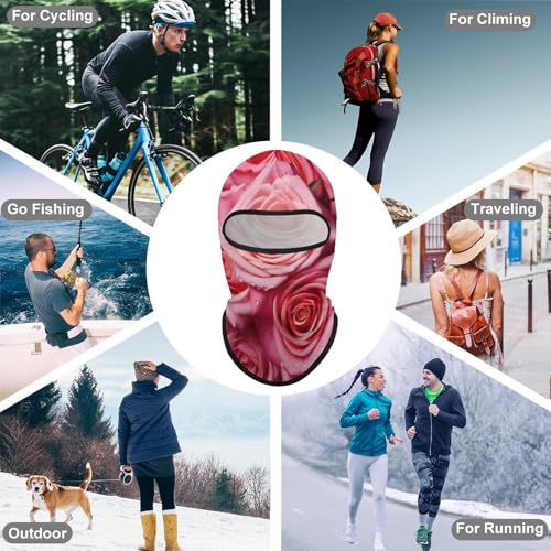 Balaclava con diseño de rosa elegante para hombre y mujer, máscara facial protectora contra el sol, transpirable, cubre toda la cabeza para senderismo, ciclismo, correr y conducir miniatura 6
