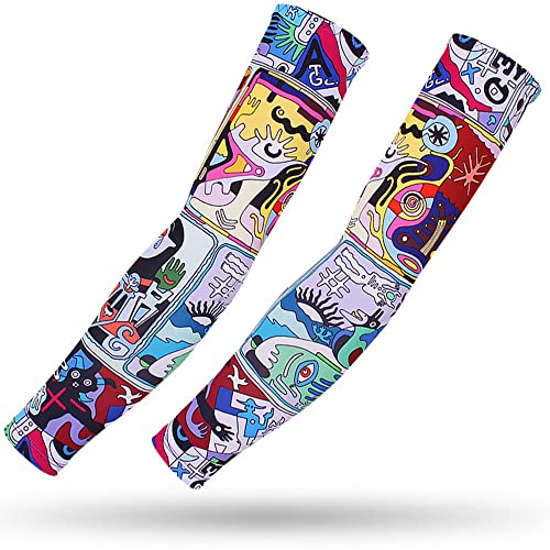 DETUCK Mangas de tatuaje con mangas para el brazo, calentadores de brazos, protección UV, protección solar, mangas de refrigeración UPF 50+, cubierta de tatuaje de compresión (un par) Cover