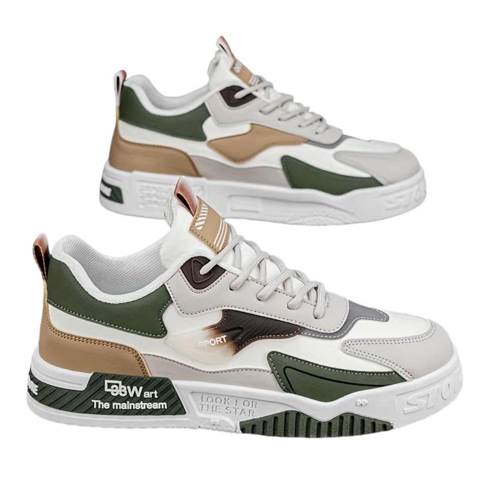 Men's Fshion Sneakers Skate Shoes - Comfortable, Durable, Lace-Up Sneakers with Non-Slip Sole for Outdoor, Hiking & Casual Attire