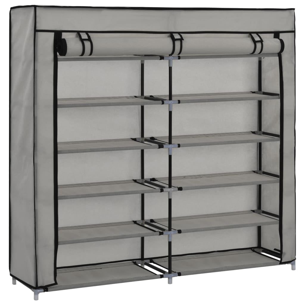 Mueble Zapatero Organizador con Funda de Tela Gris 115x28x110 cm, Estructura 5 Niveles Capacidad 10 Pares de Zapatos, Cubierta no Tejida con Cremallera protección Anti-Polvo,