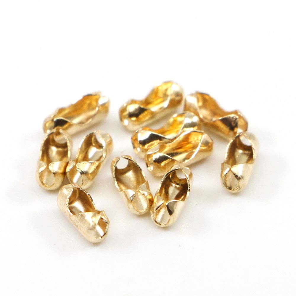 200pcs/lot Diameter 1.5/2/2.4/3.2mm Ball Chain Connectors Clasps Connectors for DIY Jewelry Making Findings Supplie (KC Gold, 2.0mm(0.08inch)*200pcs)