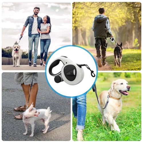 Einziehbare Hundeleine, 5m Hundeleine mit LED-Licht, Rollleine für Hunde bis 50kg, Robuste Haustierleine, Hundetrainingsleine, Hundekotbeutel Spender, Chew Proof Hundeleine für Nachtspaziergänge