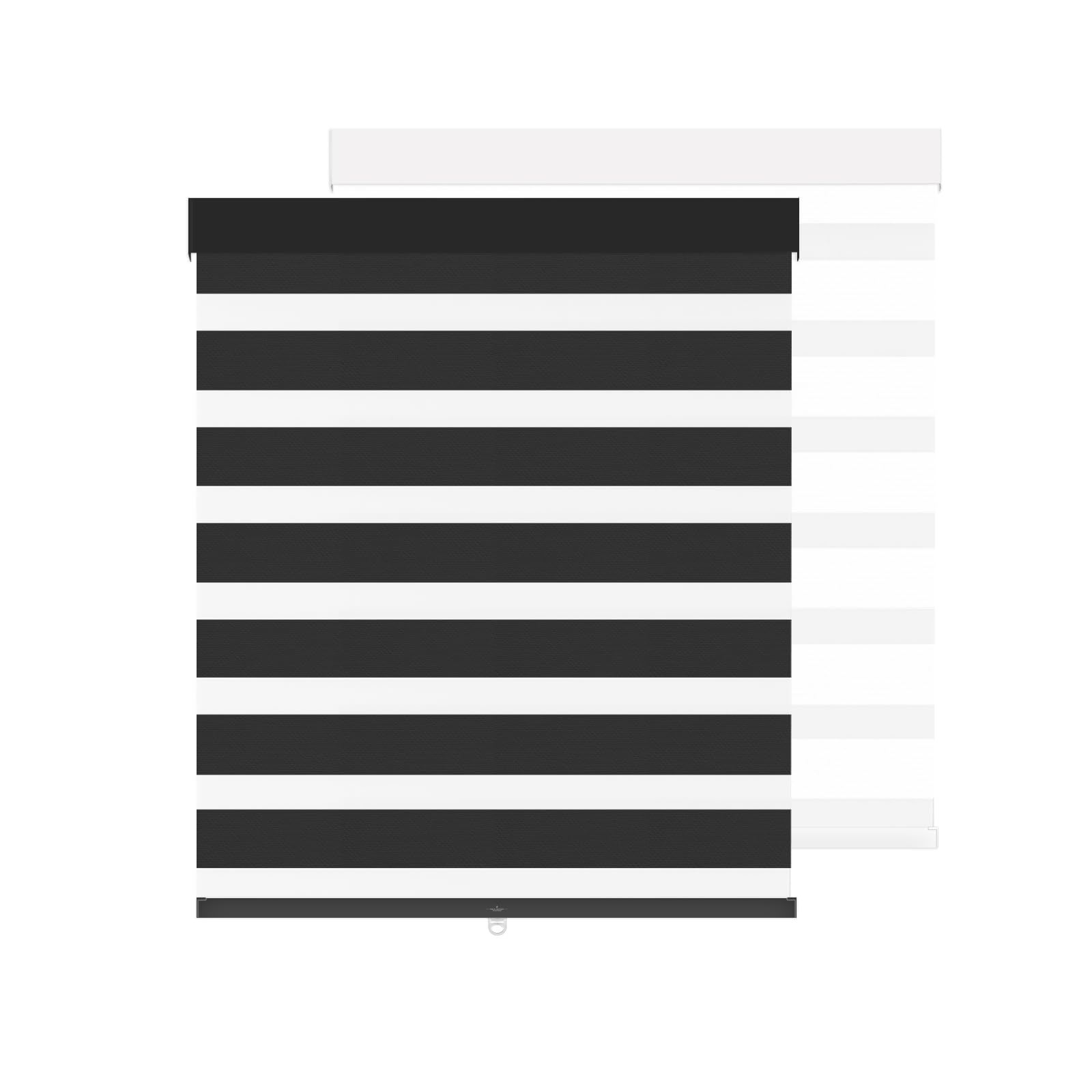 cordless zebra blinds for windows (53" w x 72" h, black) free-stop zebra roller shades dual layer light filtering privacy for day and night, light control for home, bedroom, office