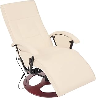 Roderick Irving Sillón de Masaje Eléctrico de Piel Sintética Blanco Crema,Sillon Relax