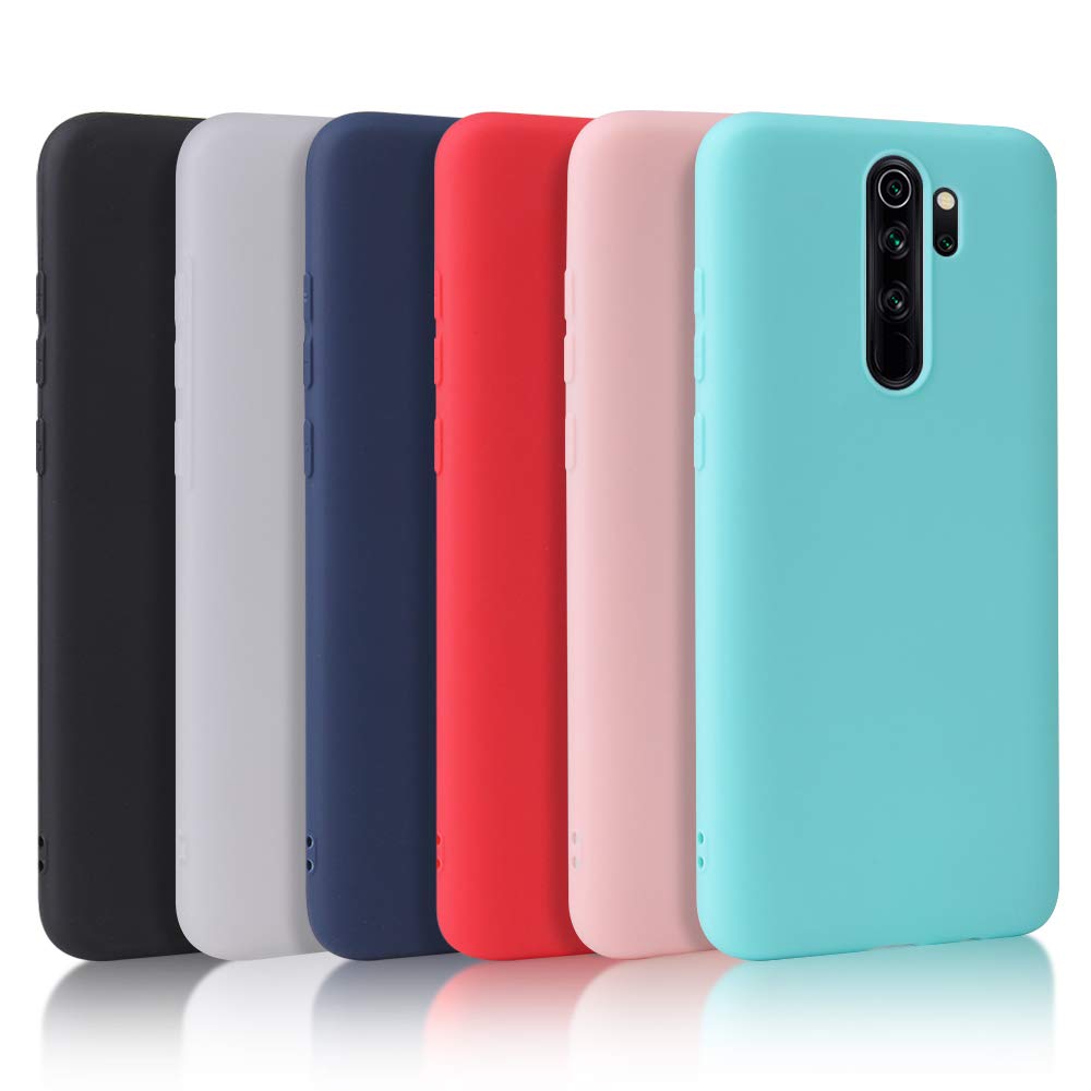 Oureidoo 6 Pack TPU Silicone Case for Xiaomi Redmi Note 8 Pro, Soft Flexible Rubber Protective Cover Black, White, Royal Blue, Red, Pink, Mint Green