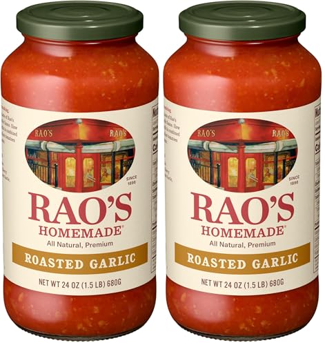 Image of Rao's Homemade Tomato Sauce | Roasted Garlic | 24 oz | Versatile Pasta Sauce | Carb Conscious, Keto Friendly | All Natural, Premium Quality | Made with Sweet Italian Tomatoes and Caramelized Garlic