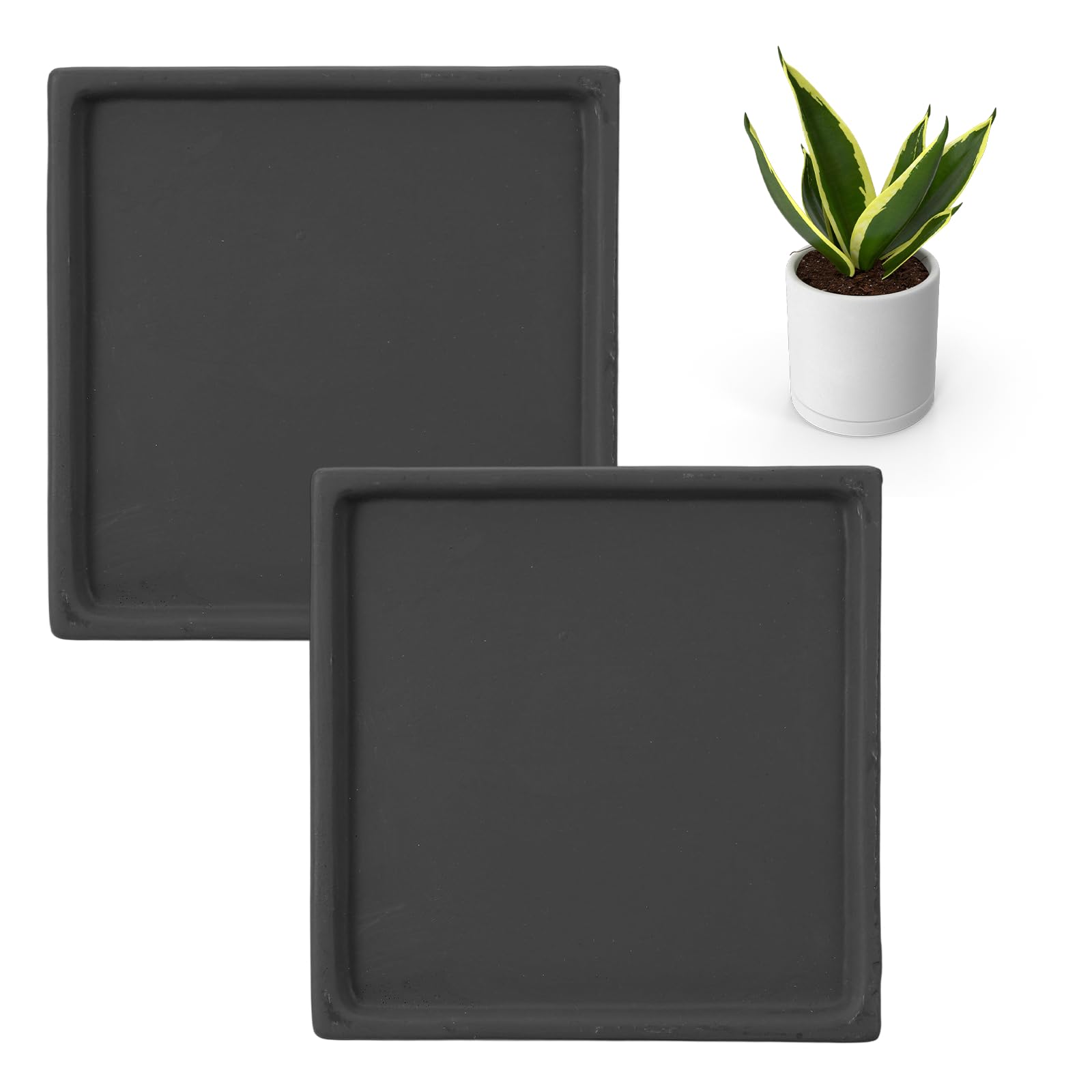 Soucoupe carrée céramique 12cm pot fleur noir uxcell bac plante intérieur extérieur