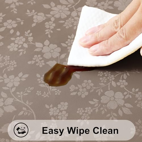 Image of Smiry Heavy Duty Vinyl Fitted Tablecloths for 4 Foot Rectangle Tables | Elastic Waterproof Fitted Tablecloths, Wipeable Washable Table Cover for Kitchen, Dining, Camping (Taupe, 30 inch x 48 inch)