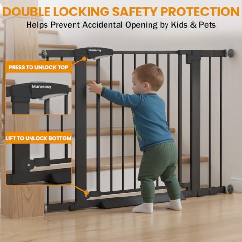 Image of Mumeasy 29.7-43 inch Baby Gate for Stairs & Doorways, Pressure Mounted Dog Gate
