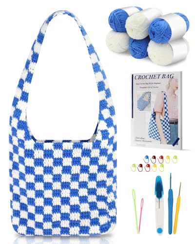 Katech Kit de crochê para iniciantes – adultos e crianças – Bolsa para aprender a fazer crochê com tutoriais passo a passo – Kit inicial de crochê – Não dobrável