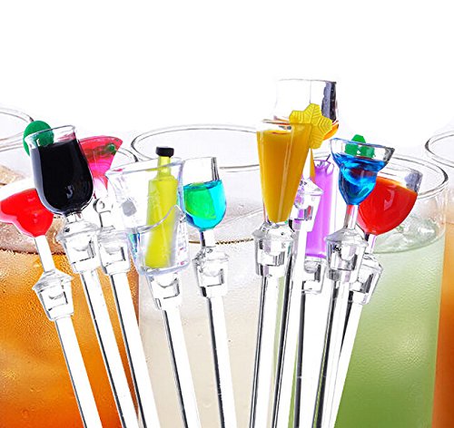 Fashionclubs Acrylic Cocktail Swizzle Stirrer Sticks Pack Of 10 #TOP7
