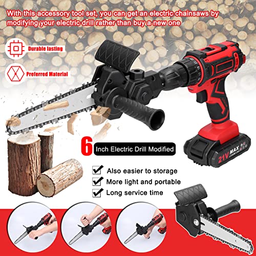 KKnoon 6 Inch Electric Drill Modified to Electric Chainsaw Tool Attachment Electric Chainsaws Accessory Practical Modification Tool Set Woodworking Cutting Tool - Image 3