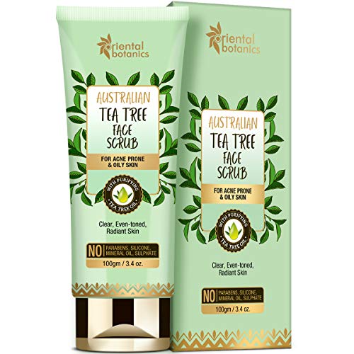 Oriental Botanics Australian Tea Tree Face Scrub 100gm | For Acne Prone & Oily Skin, No SLS and Paraben
