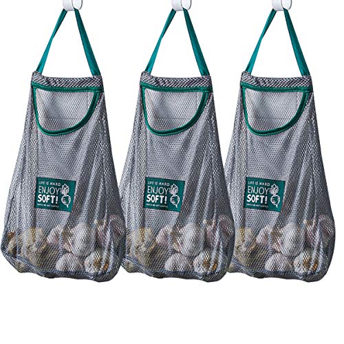 Luoistu 3pack umweltfreundliche obstnetz- und Gemüsesäcke, Wiederverwendbare Netztasche mit Griff, multifunktionale Einkaufstaschen für Lebensmittelbeutel Taschen mit großer Kapazität