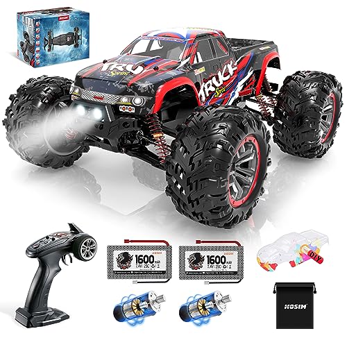Hosim 1:10 Large Size 48+ Kmh 4Wd High Speed Rc Monster Trucks,Hobby Grade Rc Cars For Adults Boys Remote Control Vehicle 2 Batteries For 40+ Min Play Gift For Kids(Red) #TOP6