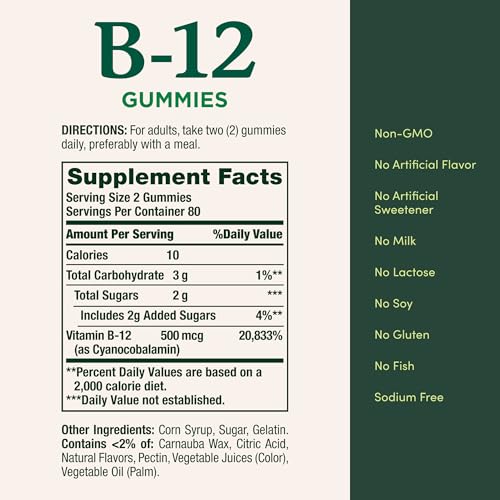 Nature's Bounty Vitamin B12 Gummies, Mixed Berry Flavor, 500mcg, 160 Count - image 5