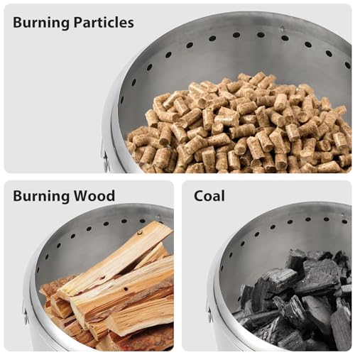 27" Smokeless Fire Pit with Air Switch, Wood Burning Portable Stainless Steel Outdoor Firepit with Fixed Stand & Stove Hook, Ash Pan, for Camping Backyard Patio Picnic, H: 20 in, 33 lbs