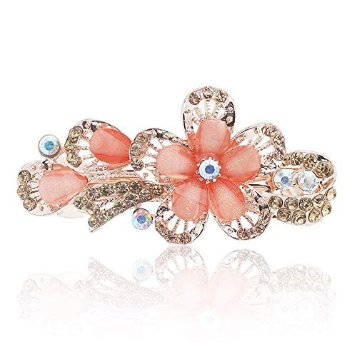Preisvergleich Produktbild Kristall-Haarspangen aus Kunstharz für Frauen, Haar-Accessoires, Naturstein, Blumen-Kopfbedeckung für Hochzeit, Party, Kochen (Farbe: Orange)