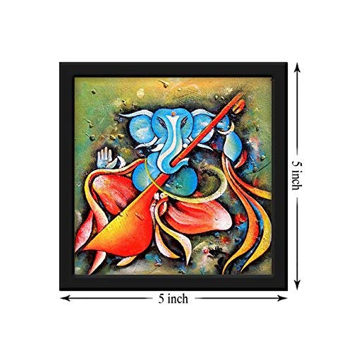 Image of 999Store doorhanging Fiber Framed Ganesha with violen Art Printed Framed Door Sticker (5 x 5 inches)