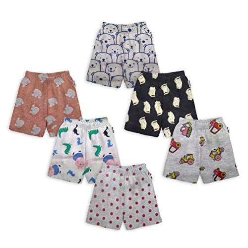 Image of Tinchuk Regular Unisex Printed Shorts, Regular Shorts for Girls and Boy's, (Set of 6, Multi-Coloured)