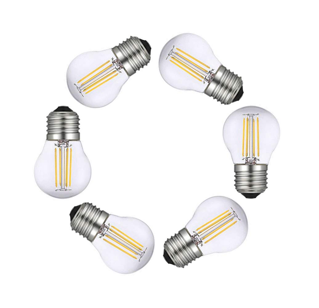 MENTA 6-Pack E27 LED Golf Ball Bulb 4W, 40W Equivalent, G45, 6500K(Cool White), Non-Dimmable, LED Light Bulb, Energy Saving Light Bulbs [Energy Class A++]