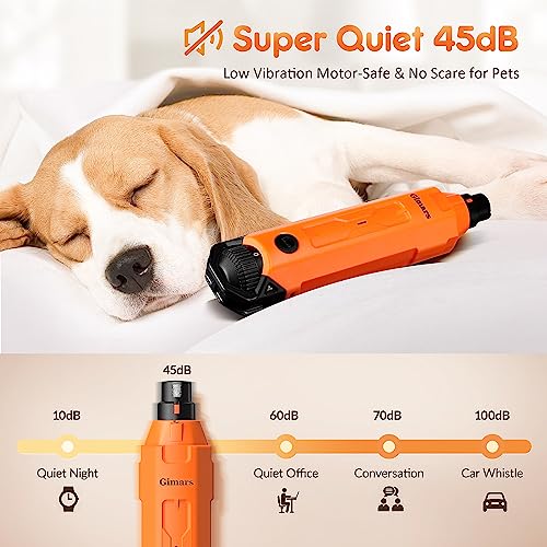 Gimars Krallenschleifer für Hunde 6-Gang Mit 2 LED-Licht, Superleise, 12000RPM Verstellbare Hunde Krallenschleifer, Krallenschleifer mit USB,Geeignet für Große, Mittlere und Kleine Katzen und Hunde