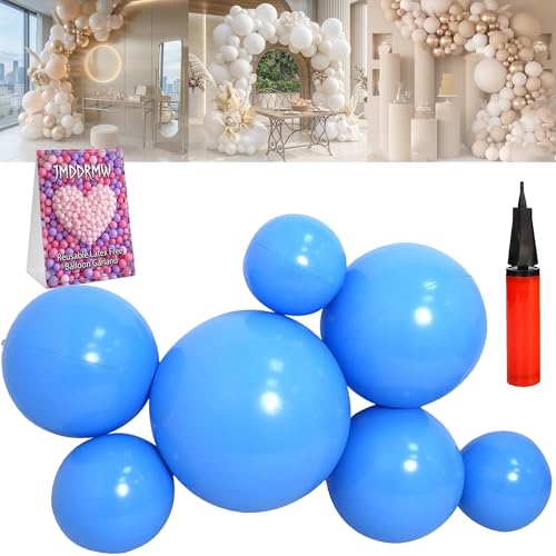 Reusable Latex Free Balloon Garland PVC Inflatable Arch Kit with Linked Balloons and Pump Reusable Balloon Garland Cluster for Birthday Wedding Celebration Party Backdrop Decor(Blue)