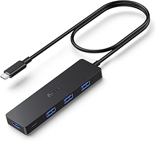 Aceele 5 Port USB 3.0 USB Type C Hub, Ultra-Slim with 2FT Extended Cable, 5Gbps SuperSpeed, Micro USB Charging, for MacBook Pro/Air 2022/2021, Surface Pro 7, Samsung S23/S22, and Other USB C Devices