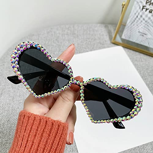 Sparkling Rhinestone Sunglasses Cute Heart Shaped Sunglasses for Women Colorful Crystal Diamond Sun Glasses2