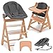 Hauck Alpha Move Set Premium - Seggiolone Pappa in Legno dalla nascita regolabile incl. sdraietta Premium, cuscino di seduta, vassoio - Carbone Legno