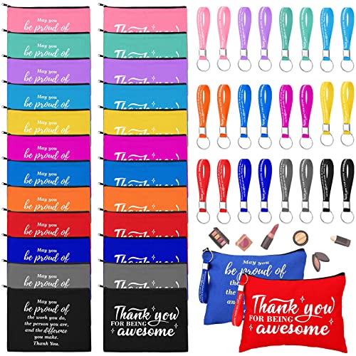 48 Pcs Cna Gifts Inspirational Cosmetic Bag Bulk with Zipper Keychain Cna Appreciation Gifts Bulk Motivational Makeup Bag for Graduation Nursing Assistant Women Teacher Staff Coworker(Classic Style)