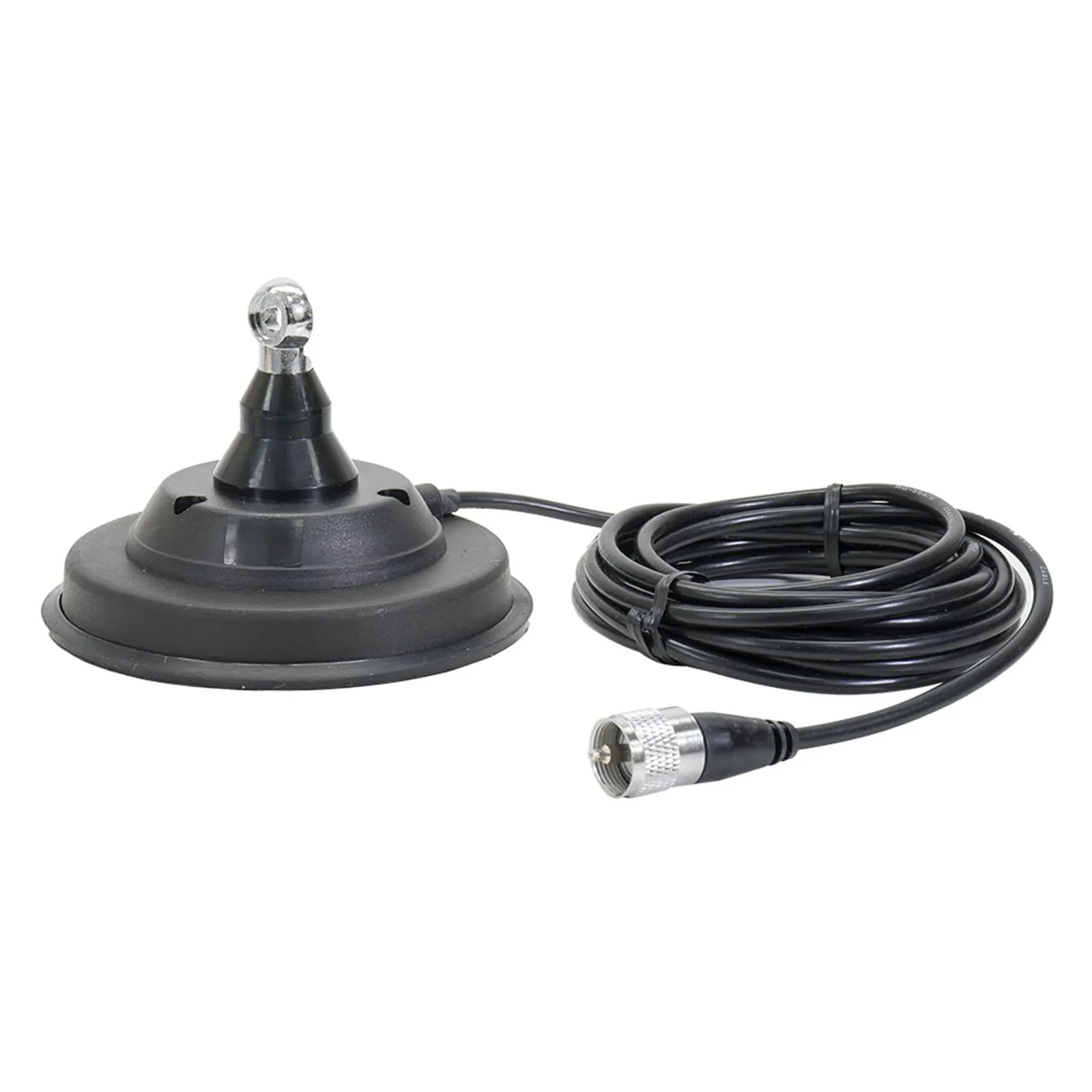 Albrecht S75 Antenne radio CB mobile avec base magnétique 127 mm de longueur totale 76 cm Kit complet avec câble de 4 m et fiche PL, inclinable, en acier inoxydable