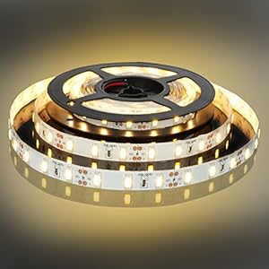 VINBE 5M Bandes lumineuses LED 300 unités SMD 5630 Bandes lumineuses à basse tension 12V Ruban IP20 non imperméable à l’eau,éclairage à ruban blanc chaud pour armoires de cuisine et plus