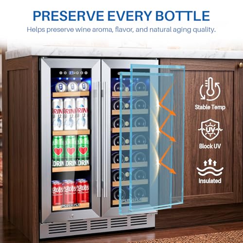 Image of 24 Inch Wine and Beverage Refrigerator Dual Zone Wine Fridge