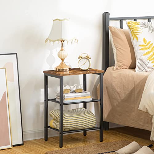 Hoobro End Table, Nightstand With 2-Tier Mesh Shelves, Side Table For Living Room, Bedroom, Industrial, Stable Steel Frame, Easy Assembly, Rustic Brown Bf21Bz01 #TOP30