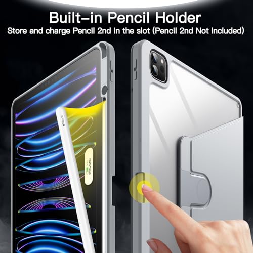 Image of JETech 360 Rotating Case for iPad Pro 12.9 inch 6 /5 /4 /3, Silver