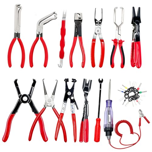 ZUWEFA 14PCS Automotive Electrical Disconnect Pliers Set: High-Carbon Steel No Missing Connector Removal Tools for Car Harness Hose Fuel Line Cooling Door Panel Dashboard & Engine Bay Repair
