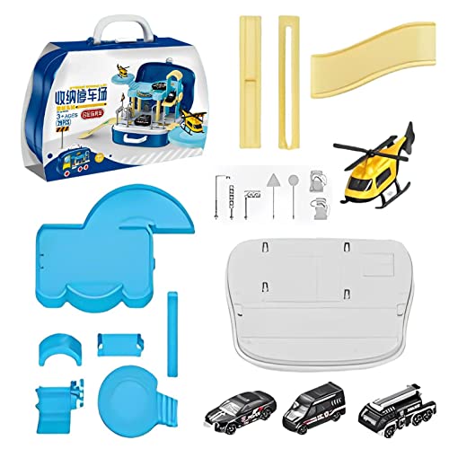 WOTEG Jouet de Rampe de Voiture,Jouets Montessori réalistes pour Enfants - Jouets de Rampe de Voiture avec boîte de Rangement, Jouet de Voiture de Piste de Course 2 en 1 pour Tout-Petit avec 3 Cover