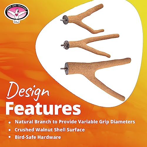 Image of Super Bird Creations SB1148 Sure-Grip Grooming Y-Perch Small, Small /Medium Bird Size - Enriches Beak and Foot Health - Ideal for Parrotlets Parakeets Quakers - Small Bird Size, 3 /4 inch diam x 8 inch (Small)