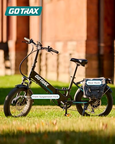 Gotrax 20″ Folding Electric Bike with 55 Miles (Pedal-assist1) by 48V Battery, 20Mph Power by 500W, Smart LCD Display and 5 Pedal-Assist Levels, 7-Speed&Front Shock Absorber for Off-Road Bicycle