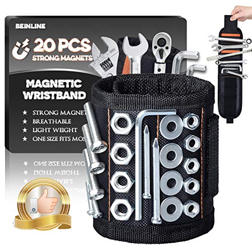 Magnetic Wristband with 20pcs Super Strong Magnets for Holding Screws, Nails, Drill Bits, Fathers Day Gift Cool Tool Gifts for Men/Women, Handyman, Father/Dad, Husband, Boyfriend, Carpenter, Guys