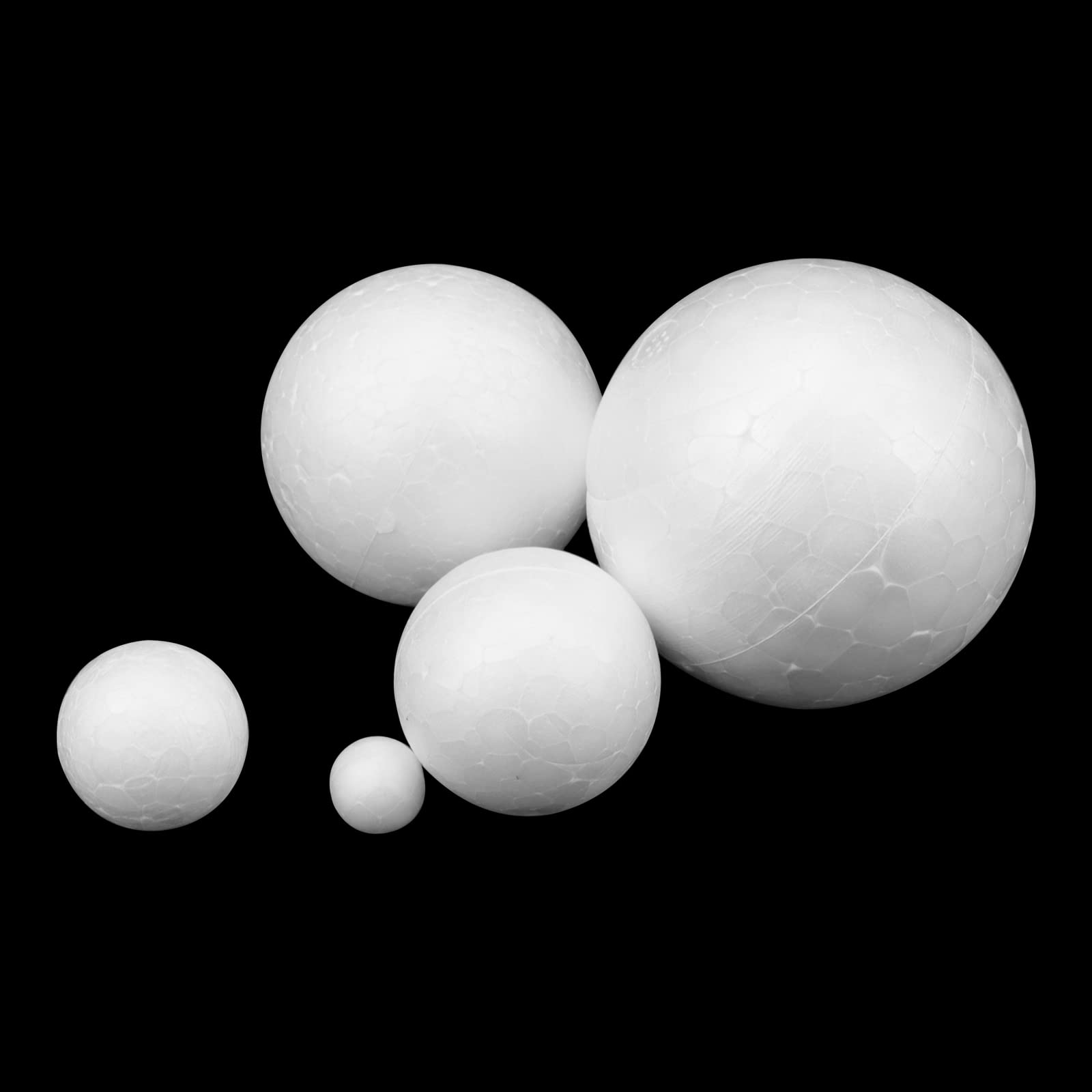MUKCHAP 340 palline in schiuma di polistirolo per fai da te, feste, matrimoni, palline di polistirolo miste, diametro 1 cm, 2 cm, 3 cm, 4 cm, 5 cm